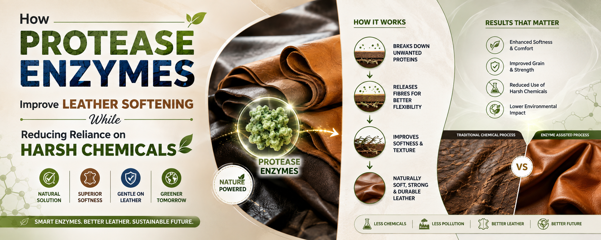 You are currently viewing How Protease Enzymes Improve Leather Softening While Reducing Reliance on Harsh Chemicals