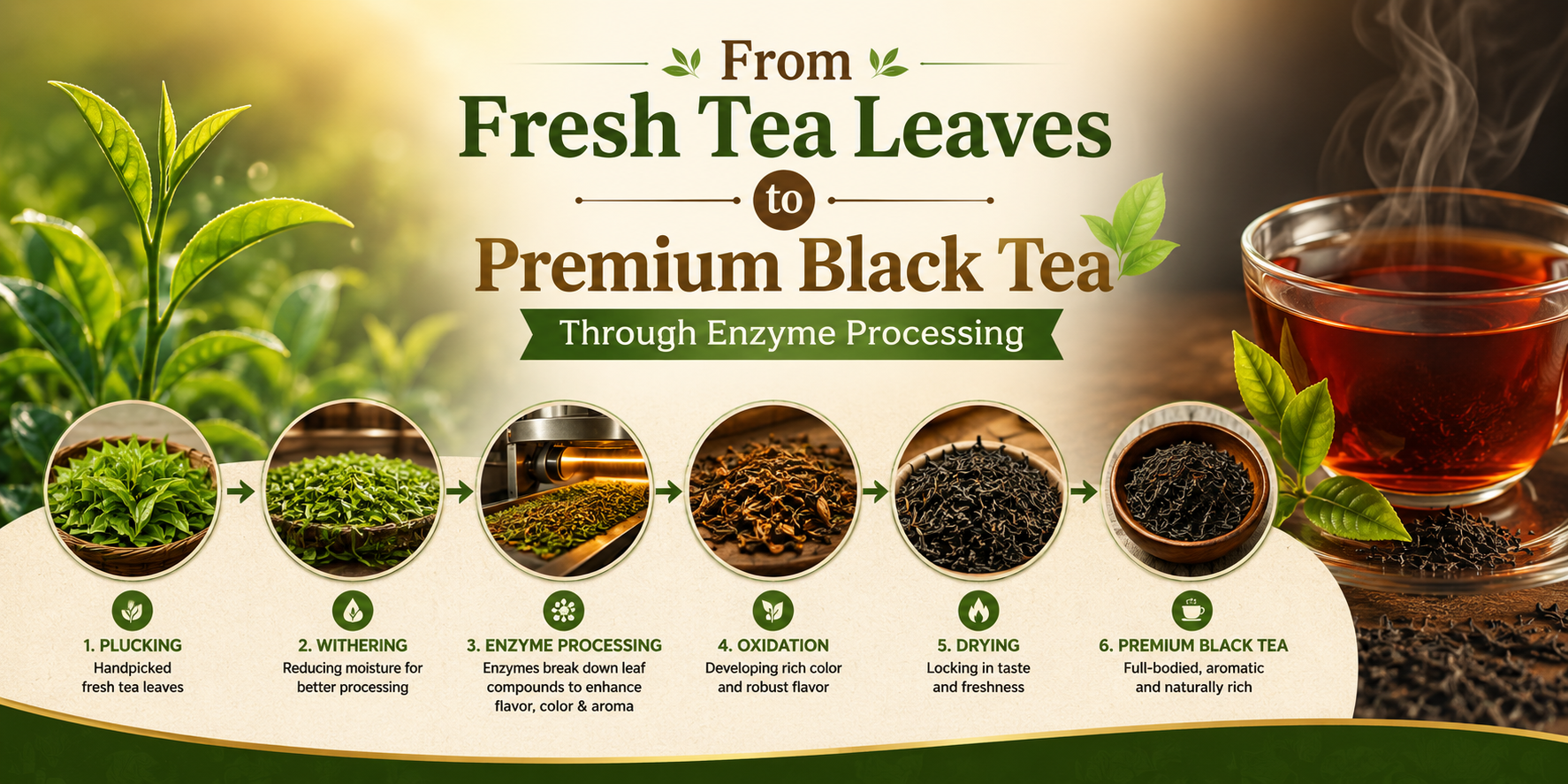 You are currently viewing From Fresh Tea Leaves to Premium Black Tea Through Enzyme Processing